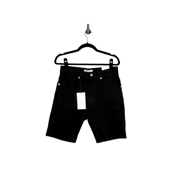 Zara Men’s Denim Shorts Black Size 30 - Picture 4 of 8